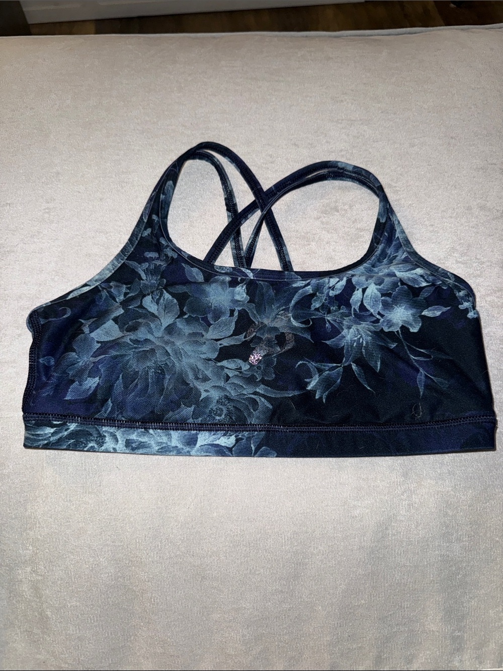 Peloton Floral Strappy Sports Bra - Blue